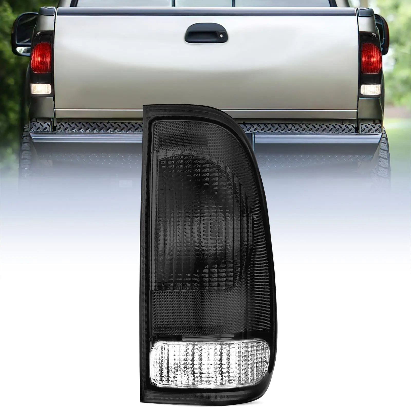 Nilight 1997 1998 1999 2000 2001 2002 2003 Ford F150 1997 1998 1999 Light Duty 1999 2000 2001 2002 2003 2004 2005 2006 2007 Ford Super Duty Taillight Assembly Smoke Housing Rear Lamp Replacement OE Style Passenger Side