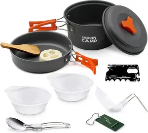 11-Piece Camping Cookware Mess Kit – Non-Stick Backpacking Pots & Pans Set with Stove & Utensils