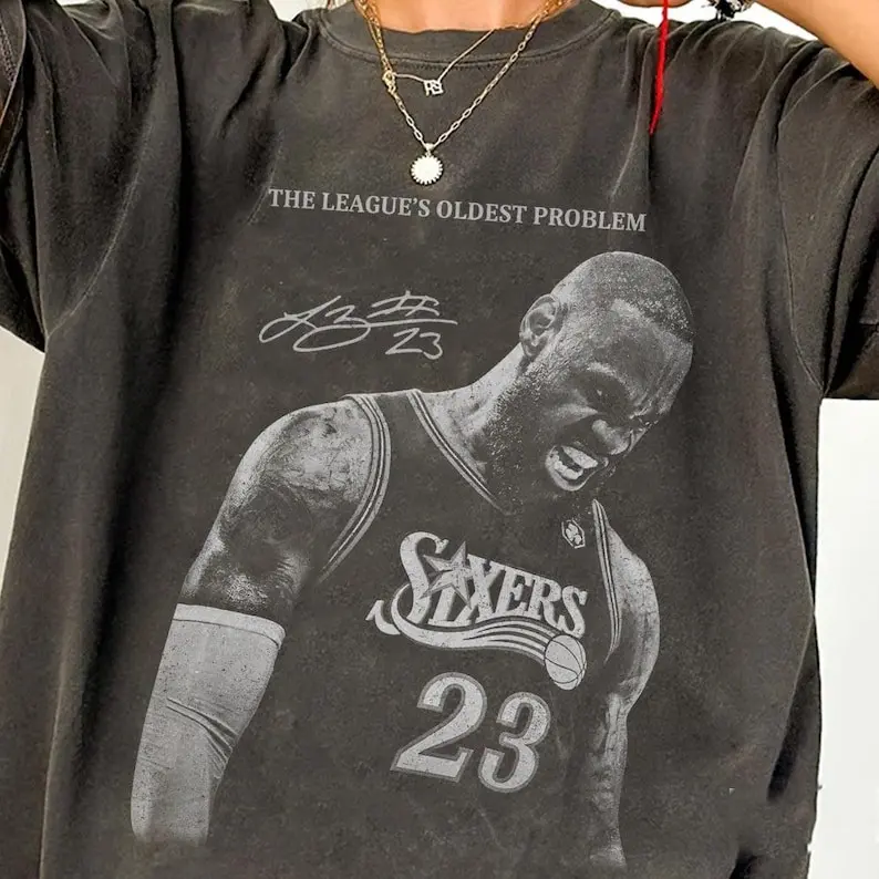 Retro 90s LeBron J Sixers Tee, Basketball Shirt, Vintage Sports Tee