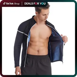 IYDOAMEA Sauna Suit For Men, Long Sleeve Shirt With Zipper, Gym Body Shaper Waist Trainer Outdoorfun Dealsforyoudays
