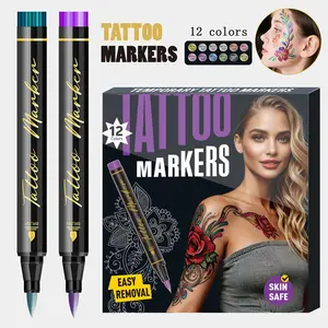 12 Color Soft Tip Body Paint Pens Football Fan Pattern Temporary Tattoo Pen Festival Party DIY Graffiti Pen Daily Use