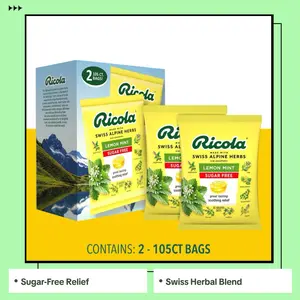Ricola cough relief Sugar-Free Lemon Mint Herb Throat Drops, Made with Swiss Alpine Herbs Oral Anesthetic 210 ct. Menthol Peppermint Natural Healthy Treatment