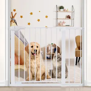 COMOMY 29.5-40.5" Extra Wide Baby Gate, Baby Gate for Stairs Doorways, Auto Close Extra Wide Dog Gate for House, Pressure Mounted Easy Walk Through Pet Gate with Door, White, Valentine's Day