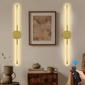 Valentine's Day Gifts GALENTAL Metallic finish Battery Operated Wall Sconce Set of 2, Dimmable Battery Wall Sconce with Remote Control,3000K-6500K LED Wireless Wall Light for Bedroom,Living Room,  Black(2 Pack)