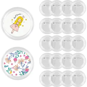 20 count Clear  Button Pins, 1.73 Inch DIY Pictures Buttons Badges for Personalized Crafts