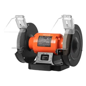 fathersdaygift VEVOR Bench Grinder, 8-inch Single Speed Bench Grinder, 3450RPM High-Speed Table Grinders with 350W 3.0A Induction Motor, 36/60-Grit Grinding Wheel Adjustable Eye Shield for Fast Sharpening Grinding