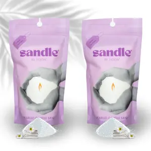 Sandle by Foton 2-pack - Clean Laundry. Refillable Pearled Candle with 2 x 10oz Plant-Based Wax Pearls and 2 x 15 Wicks.