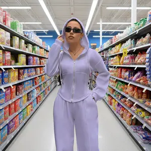 Hooded Cardigan Slim Fit Casual Two-piece Suit Women