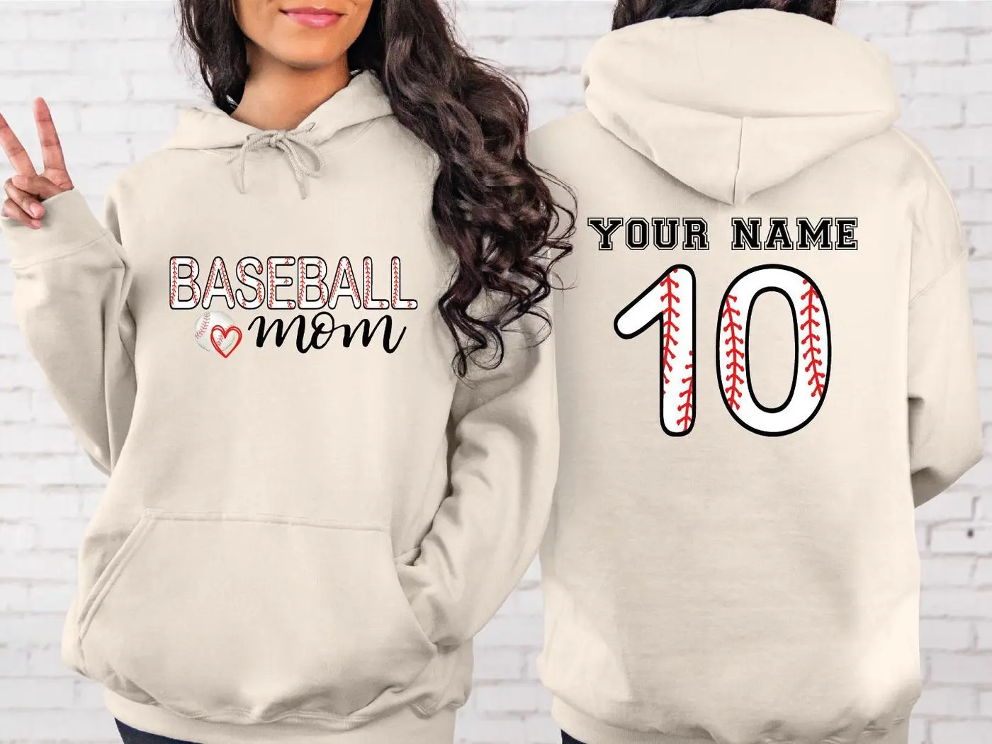 Custom Baseball Mom Sweatshirt and Hoodie, Personalized Baseball Mama Hoodie, Number and Name Shirt, Baseball Matching Crewneck