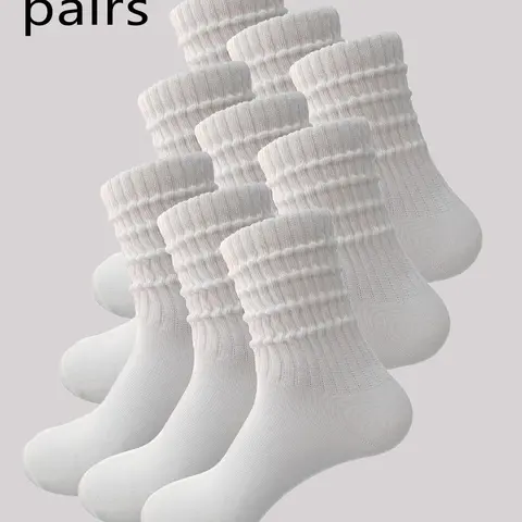 【Black Friday】Women’s 9-Pair Plain Slouch Crew Socks, Comfortable and Versatile Casual Socks for Everyday Wear Year-Round