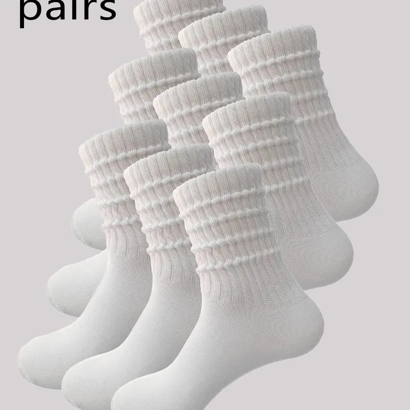 【Black Friday】Women’s 9-Pair Plain Slouch Crew Socks, Comfortable and Versatile Casual Socks for Everyday Wear Year-Round