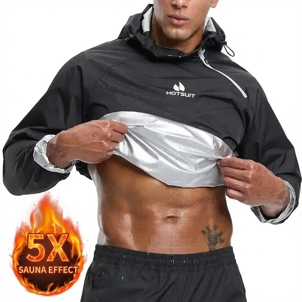 HOTSUIT Men's Loose Fit Sauna Jacket - Patented Fabric, Heat Trap Gym & Box Sweatwear for Athletic Training, Sport Jacket, Long Sleeve Shirt, Male