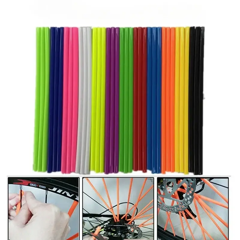 72Pcs 24cm Bike Motorcycle Wheel Spoked Protector Skin Covers Pipe For Motocross Bicycle Bike Cool Accessories 11 Colors 24CM