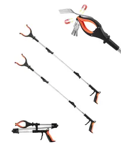Grabber Reacher Tool 43-Inch Foldable Pickup Tool With 360° Rotating Jaw, Built-In Magnet And LED Light, Lightweight Reacher Tool For Seniors, Extra Long Reach Trash Picker Upper Grabber