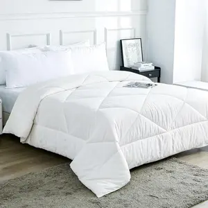 100% Cotton Filled Comforter Premium Upgraded Cotton Bed Quilt Suitable for All Seasons Comfortable Soft Noise-Free Breathable Fluffy Queen White