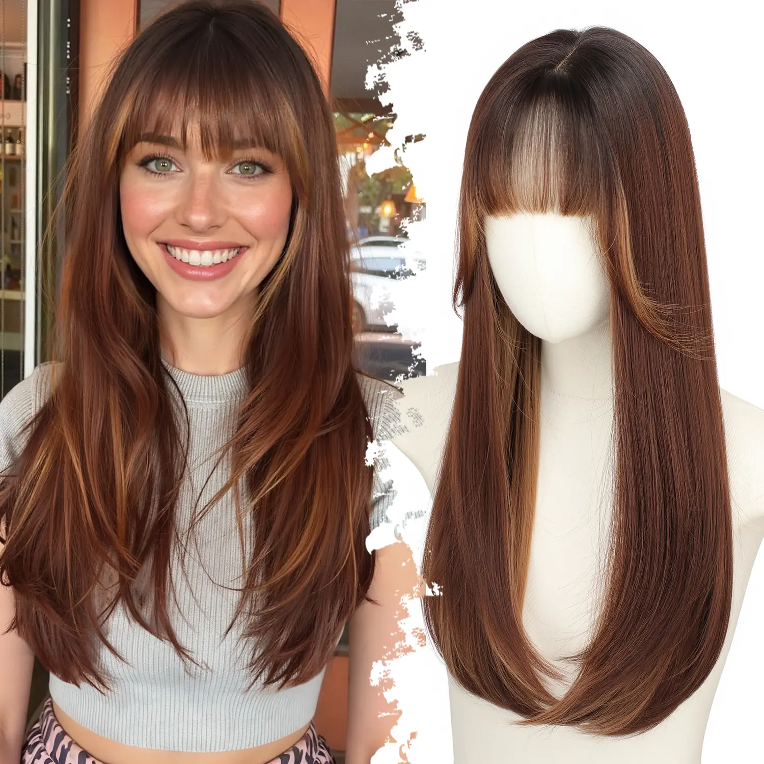 Ombre Reddish Brown with Highlights 