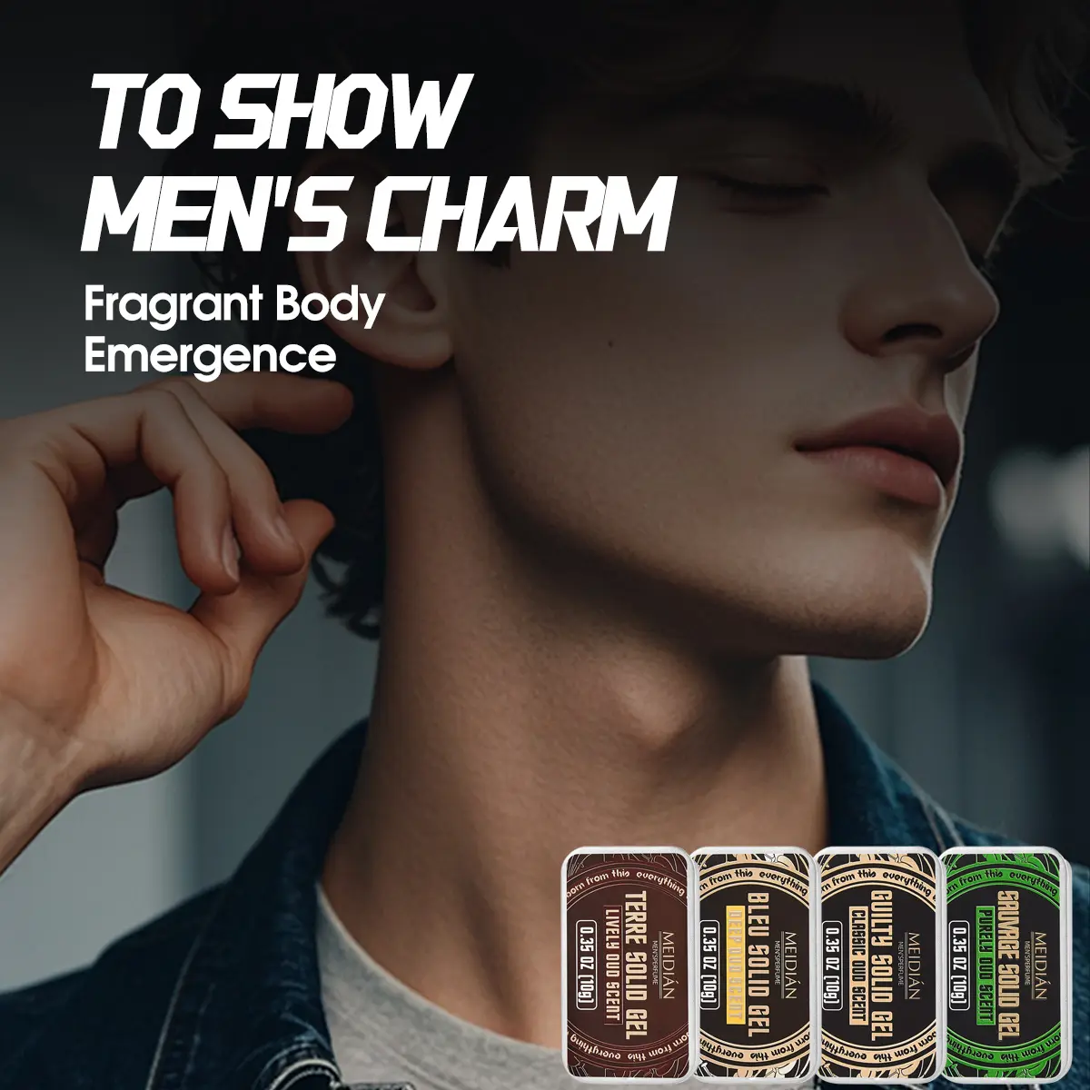 Men's Portable Solid Perfume Set, Wood Scented Solid Cologne, Cream Formula, Ideal for Daily Use, Travel, Sports, Holiday Gift Box, 10g X 4, Man Gift Set