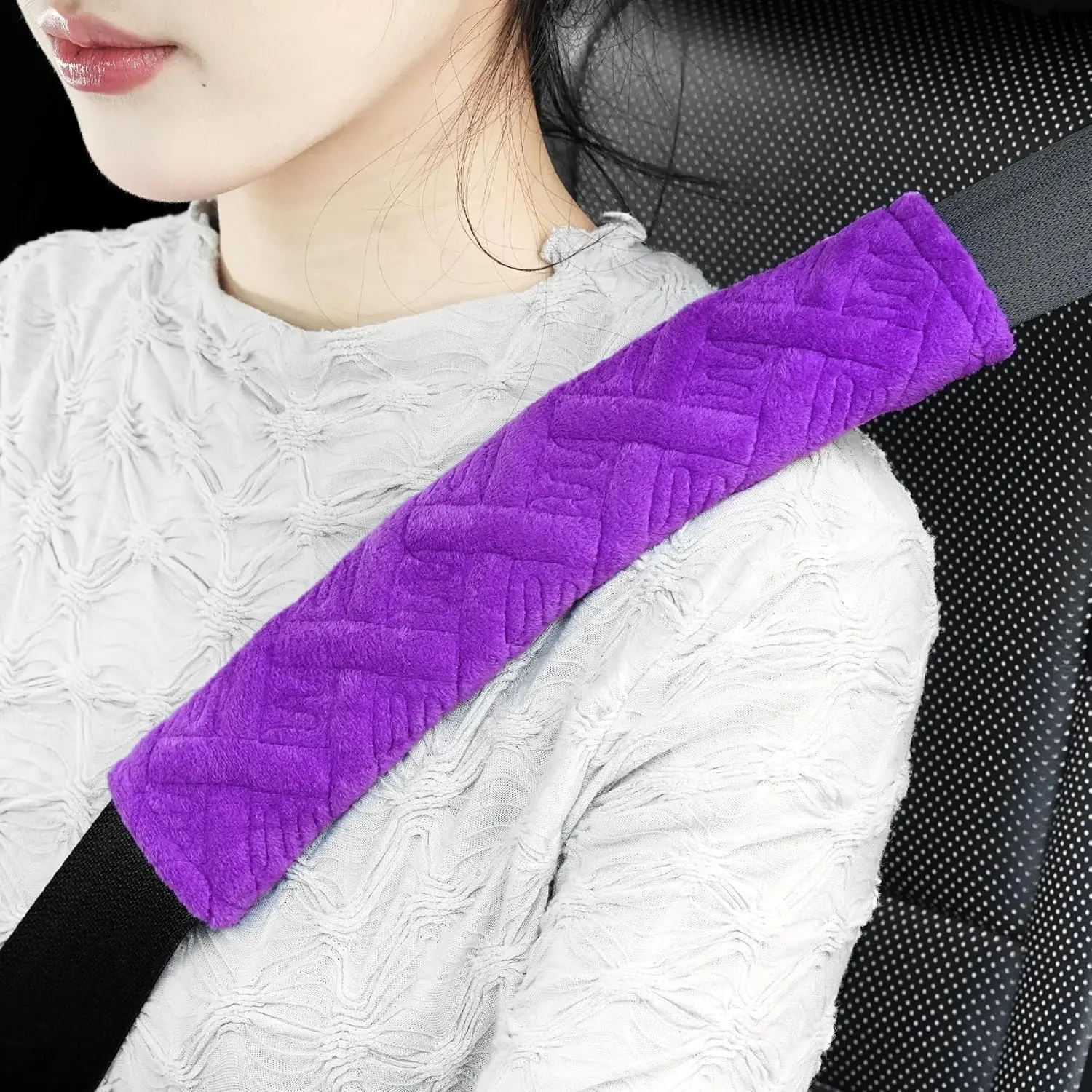 2-Pack 11-in Polyester Comfortable Vehicle Seat Belt Pads, 2.4-in Wide Patterned Velcro-Closure Accessories, Easy Installation, Chest Protection, Fits SUVs, Airplanes (Interior Shoulder Strap Harness Pads)