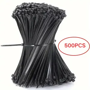 500 pieces of black nylon zip ties, adjustable self-locking zip ties, fixed and tied zipper straps, sturdy and durable, suitable for outdoor cables, gardening, home and office wire sorting, Organizing and multi-purpose bundling, practical household items