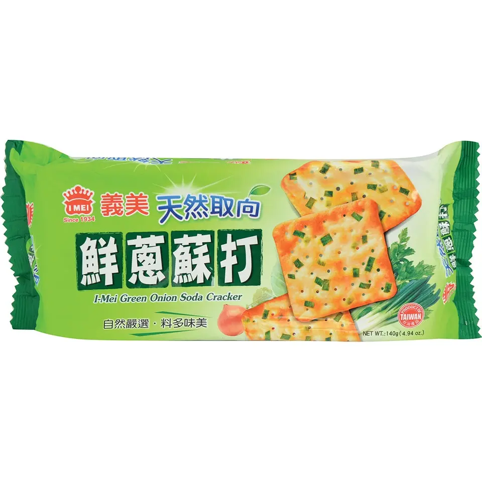 IMEI Crunchy Green Onion Cheese Soda Crackers - Wheat Flour Base, Ambient Room Temperature Storage, Onion-Infused Snack Food, Crunch