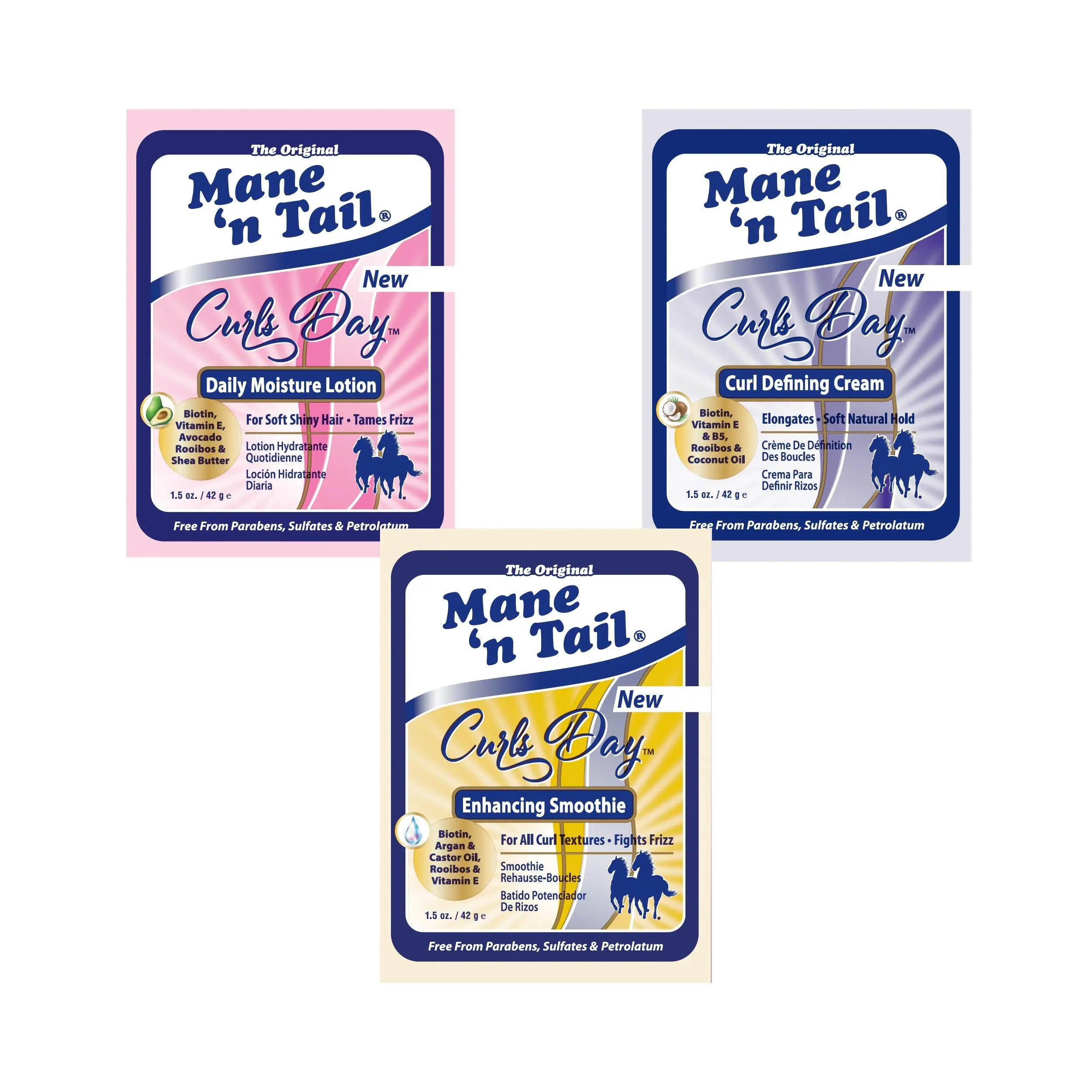 Curls Day 3 Packettes Set Curl Defining Cream, Enhancing Smoothie & Daily Moisture