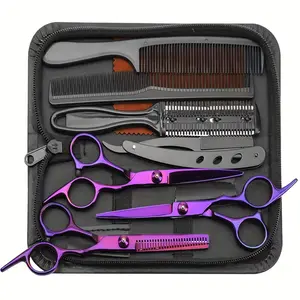 MOVATEK 9pcs Hair Clipper Set,Haircutting Tool Kit,Professional 6. 5" Right-Handed Thinning Shears for Men & Women, Ideal for Salon & Home Use, Unscented, Perfect for All Hair Types, Relaxed Textured Hair