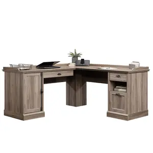 Sauder Barrister Lane L-Shaped Desk with Spacious Pencil & File Drawers for Home Office