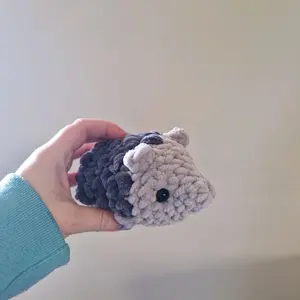 Grey handmade plushie hedgehog crochet amigurumi