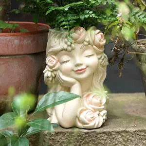 New Outdoor Garden Home Angel Ornament, Fairy Flower Pot Holder with Floral Crown, Resin Craft Decorative Piece Decoration, Garden Art, Perfect for Gardens and Homes