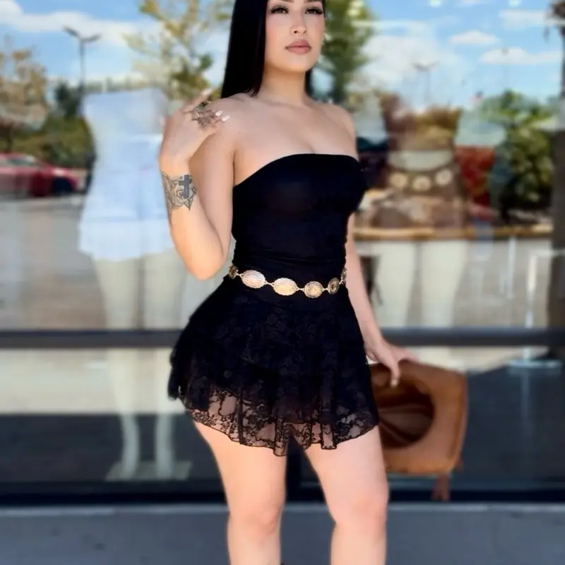 Lace dress with built in shorts