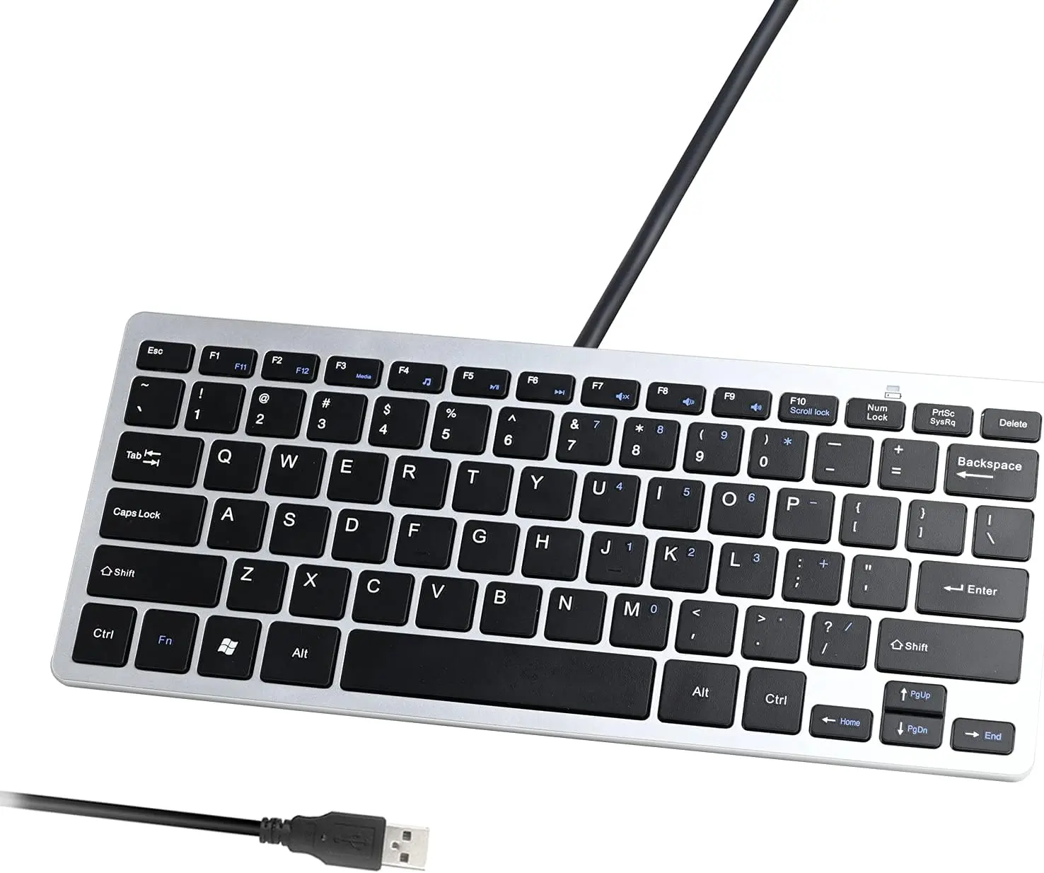 Upgraded PC Computer Laptop Mini USB Wired Keyboard for  and Windows 78 Scissor  Small Super Thin Compact Multimedia Keyboard