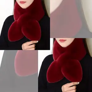 2pcs Women'S Plush Fleece Scarves - Solid Color Bowknot Design, Inelastic Tie-Dye Scarves for Casual & Formal Wear, Warm Decorative Neck Gaiters for Fall/Winter, Winter Neckwear |   Elegant Neckwear |   Soft Texture