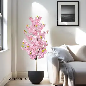 Artificial Cherry Tree, 150cm Faux Plant, Silk Fake Flower Leaves, Indoor Outdoor Decorative Fake Plant for Wedding Home Hotel Office Room Garden Party Decoration, Fruit, Artificial Trees