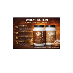King Labz Whey Protein Powder – 22g Protein per Serving | Muscle Support & Recovery | Chocolate Peanut Butter or Frosted Cinnamon Roll