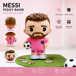 Mls Official Lionel Messi Figural Bank, Inter Miami Cf Jersey Edition, Collectible Soccer Star Money Box, Durable PVC Coin Bank, Perfect Gift For Fans, Coin Storage
