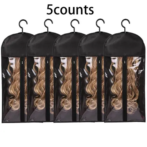 Wig Storage Bag, Zipper Transparent Dustproof Design Wig Storage Bag, Hair Extension Hanger, Wig Tool, Dustproof Cover Wigs Accessories for Salon & Home Dorm Use