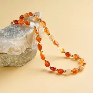 Swyii Handmade Red Agate, Moonstone Agate Necklace, Boho Layered Crystal Choker for Women, Fall and Winter Jewelry,  Gift for Her, Holiday Gift, Party Jewelry, Soulmate Gift Necklace, Springrefresh, Easter