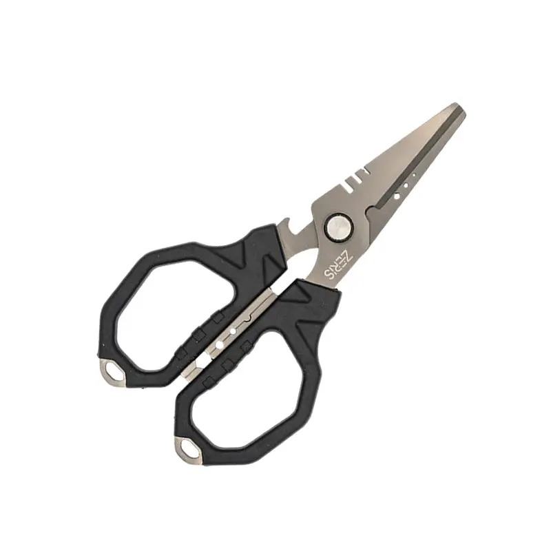 Zeris 6.46-Inch Multifunction Fishing Shears, Titanium-Coated Stainless Steel Braid Cutter with Split Shot Crimper, Lure Turner, Bottle Opener and Non-Slip Handle