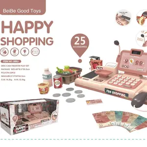 TheSevenStar Pretend Play Cashier Register Toys For Kids， Calculator，Play , Cash,And Fruits Modes，best gift For festival