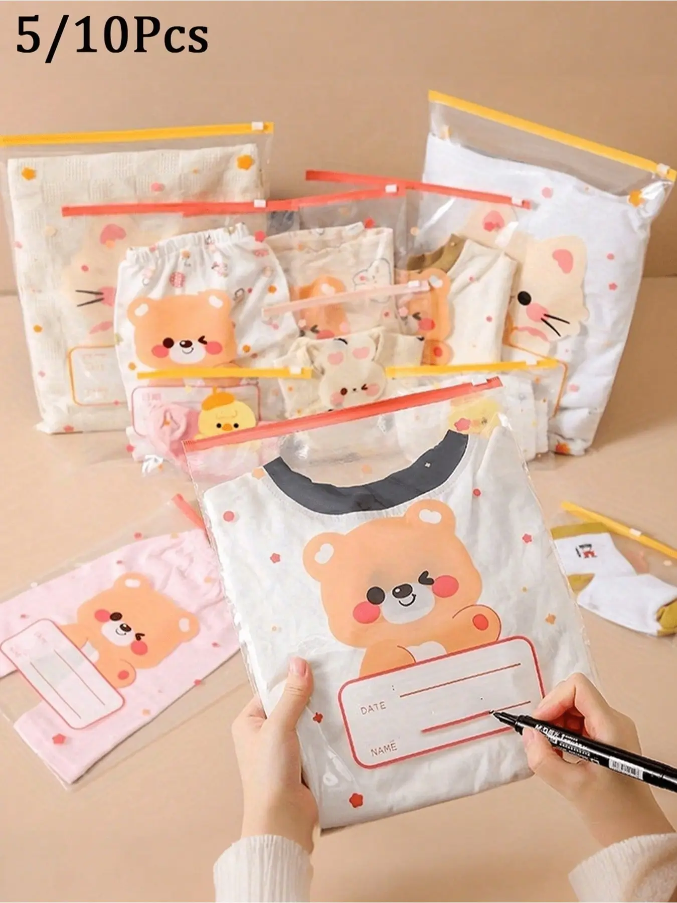 5/10pcs Transparent Storage Bags, Suitable For DIY Craft Materials, Transportation Packaging, Frosted Zipper Plastic Bags, Keep Clothes Clean, Transparent Plastic Garment Bags For Packaging T-Shirts, Shirts