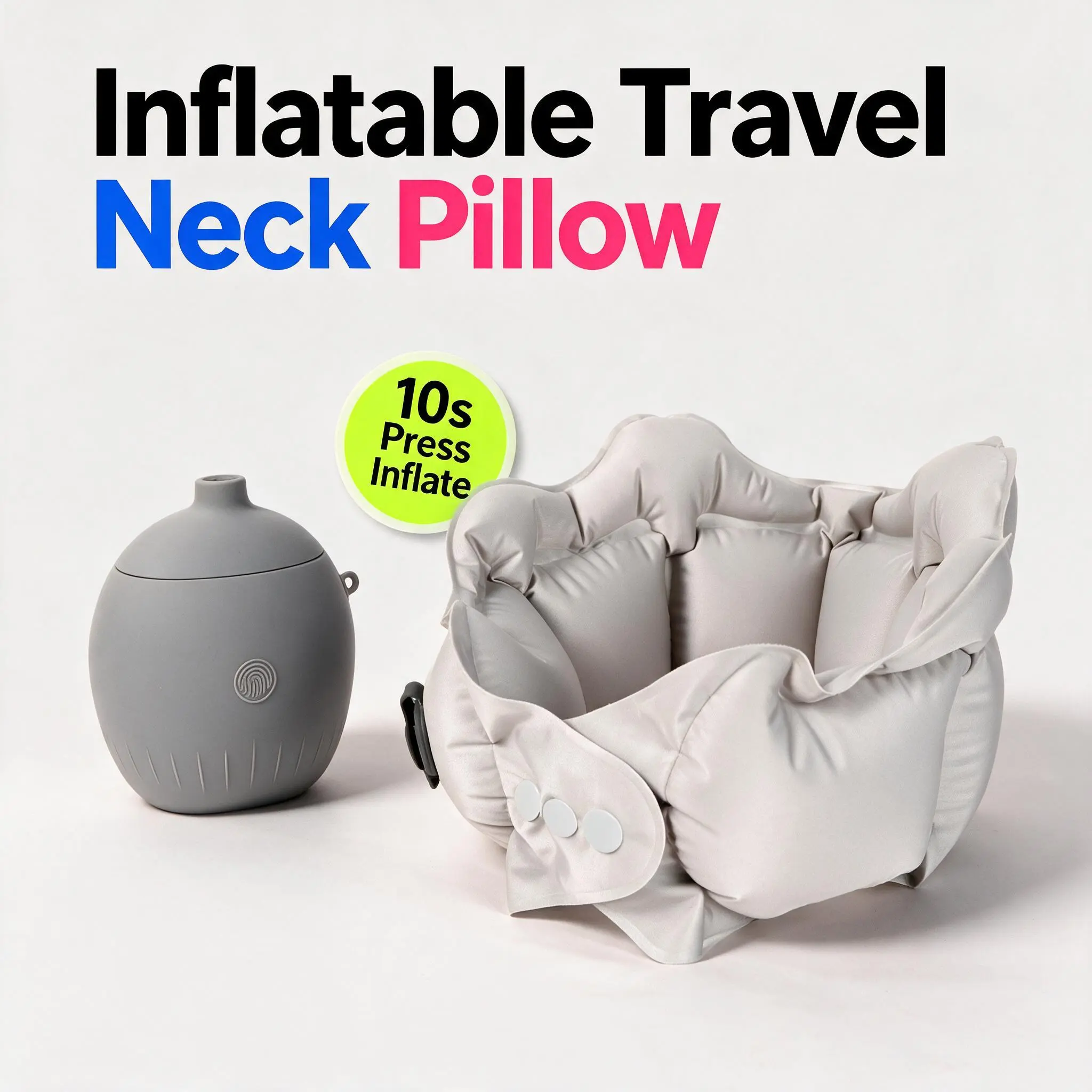 Inflatable U-Shaped Travel Neck Cushion - Skin-Friendly Smooth Texture, Adjustable Firmness, Leak-Proof, Pouch-Size Carry, Portable Airplane Neck Relief, Home Supply Support Accessory