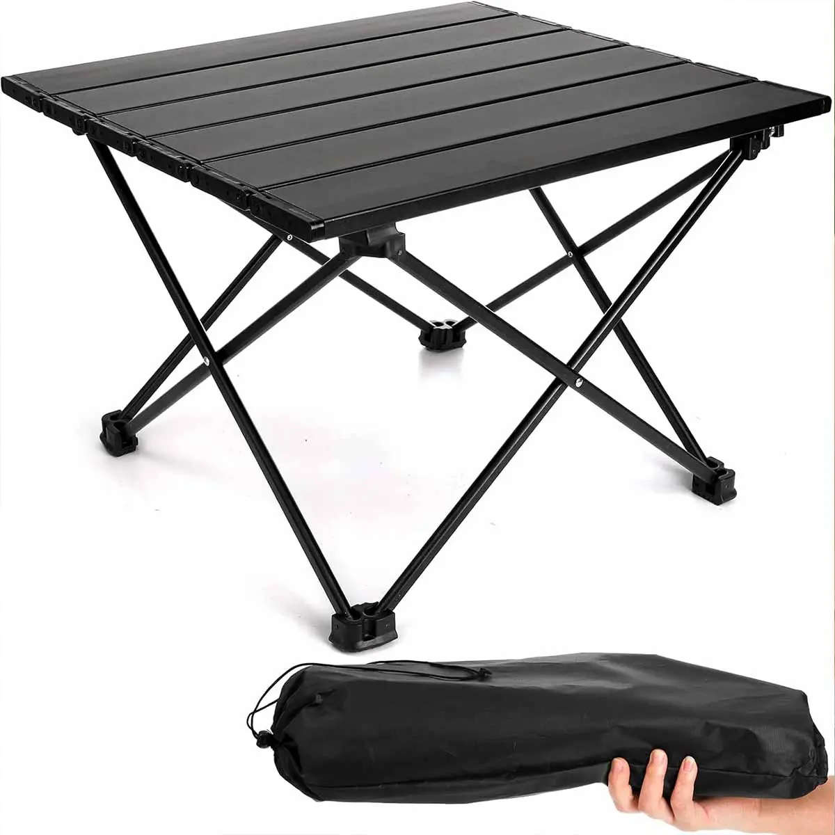 Portable Camping Table with Aluminum Table Top, Folding Beach Table Easy to Carry, Prefect for Outdoor, Picnic, BBQ, Cooking, Festival, Beach, Home Use