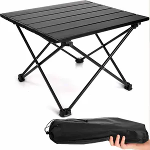 Portable Camping Table with Aluminum Table Top, Folding Beach Table Easy to Carry, Prefect for Outdoor, Picnic, BBQ, Cooking, Festival, Beach, Home Use