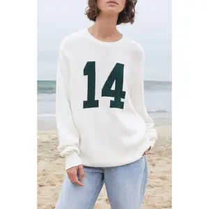 John Galt Women's White & Green Nico 14 Sweater