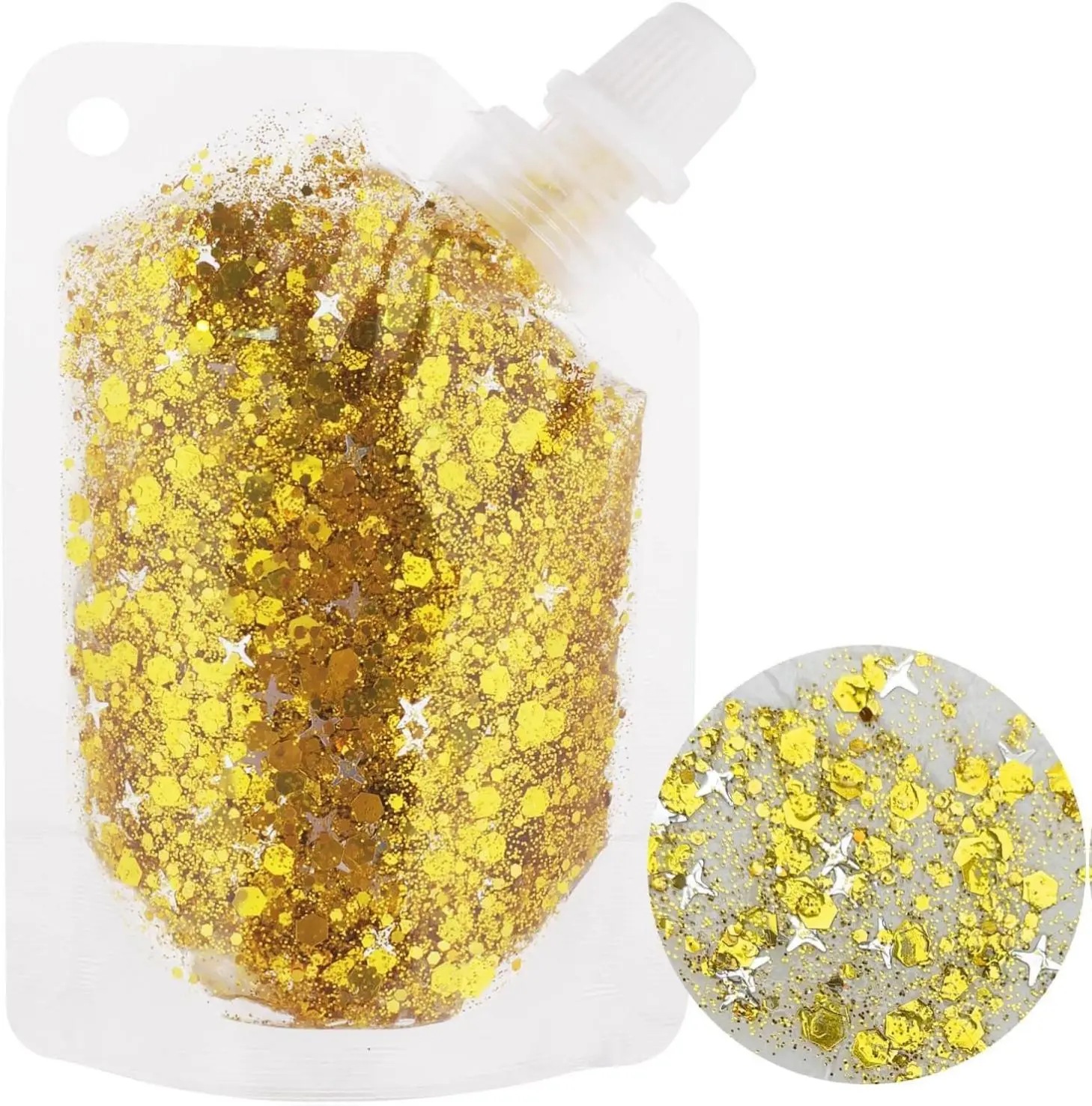 Body Glitter,Yellow Face Glitter,Music Festival Accessories Outfits for Women,Hair Glitter for Kids,Sparkle Gold Chunky Body Glitter for Country Concert,Mardi Gras Accessories