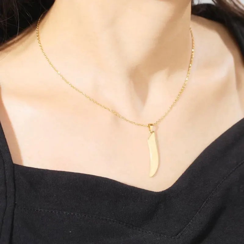 Stainless Steel Arabic Letter Necklace Gold Plated Minimalist Design Unisex Jewelry for Men & Women