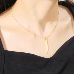 Stainless Steel Arabic Letter Necklace Gold Plated Minimalist Design Unisex Jewelry for Men & Women