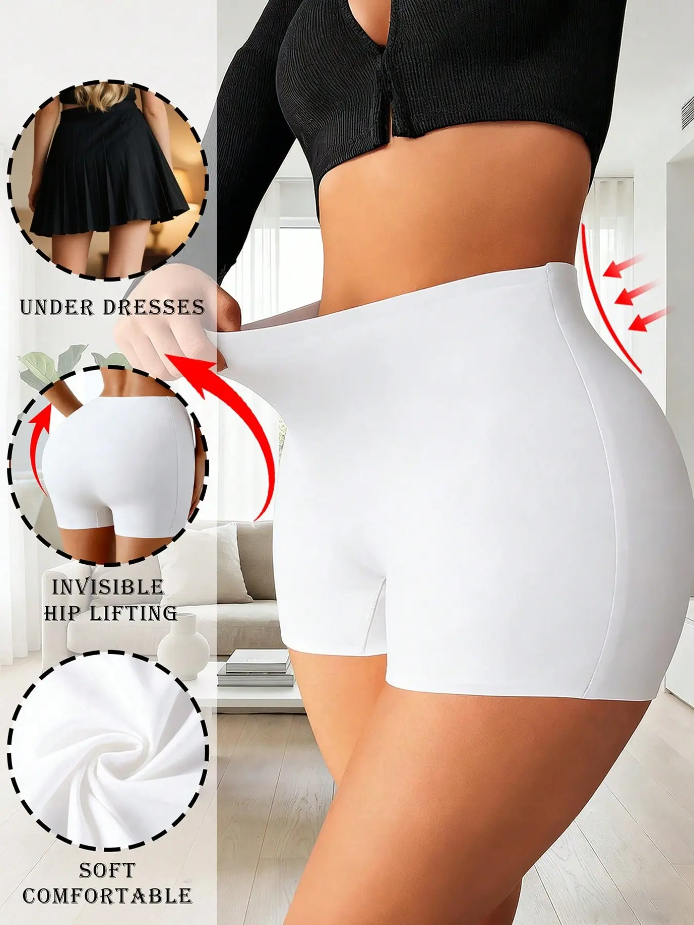 Women's High Waist Seamless Safety Shorts, Silky Fabric, Women's Safety Pants, Women's Briefs Panties, Women's Cycling Shorts, Women's Waist Cincher, Sexy Butt Lifting Shapewear, Yoga Shorts