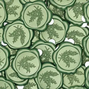 10pc Green Self-Adhesive Wax Seal Stamp Stickers for Wedding Invitations, Cards and Envelope Seals