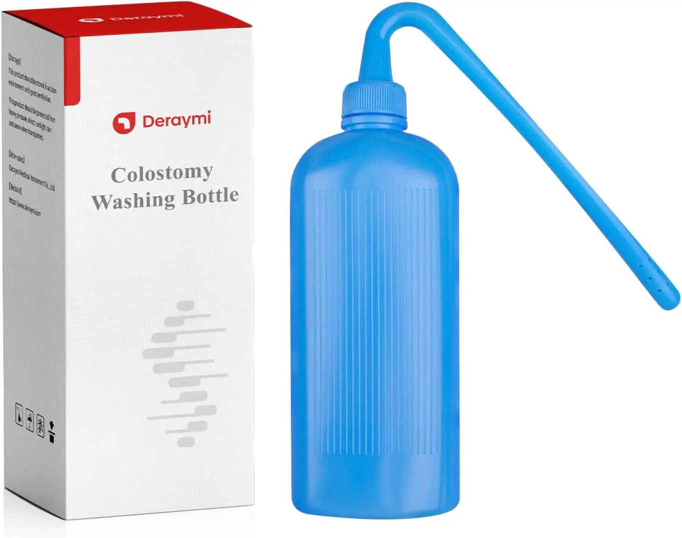 Deraymi Ostomy Bag Cleaning Bottle – 350ml Stoma Wash Bottle with 13 Multi-Directional Spray Holes, Reusable Rinse Pot for Colostomy/Ileostomy Bags, Portable & Easy to Squeeze